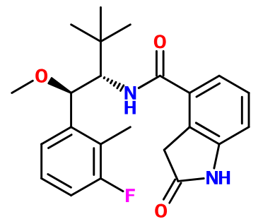 (image for) MC025129 2-Oxo-2,3-dihydro-1H-indole-4-carboxylic acid {1-[(3-fluoro-2-methyl-phenyl)-methoxy-methyl]-2,2-dimethyl-propyl}-amide